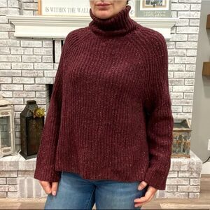 BP | Turtleneck Chunky Cozy Knit Sweater Burgundy